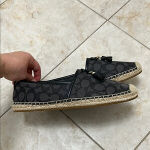 Coach Black Patterned Espadrille Flats with Tassels